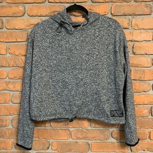 PINK Victoria's Secret Women's Cropped Bungee Hoodie Sweatshirt Heather Gray - M